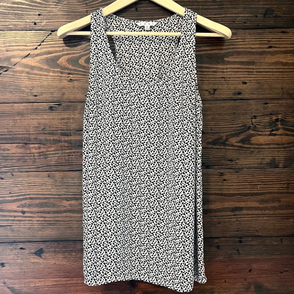 Cabi Camisole Tank Top Womens M Black White Animal Print Racerback Office Chic